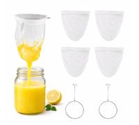 Xiciki Lot de 4 sacs à lait de noix avec 2 anneaux en acier inoxydable - Lavables - Pour filtrer les jus, jus de céleri, lait d'amande, lait de noisette