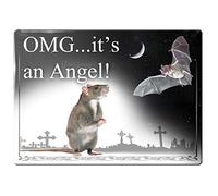Xiddxu Alchemy Gothic Plaque murale rétro en métal avec inscription « OMG It's an Angel » - Décoration murale pour maison, bar, café, pub, café - 14 x 20 cm