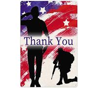 Xiddxu Drapeau américain Thank You Patriotic Soldiers Memorial Day 4th of Juillet Independence Day Veterans Day Vintage Tin Sign Rustique Home Decor Garden Kitchen Bar Cafe Restaurant Garage 15,2 x