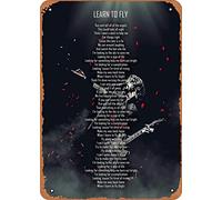 Xiddxu Lyric Power - Plaque en métal « Foo Fighters Learn to Fly » - Décoration murale rétro pour cuisine, bar, café, restaurant, maison, chambre à coucher, garage, salle de bain - 20,3 x 30,5 cm