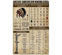 Xiddxu Native American Knowledge - Plaque en métal rétro - Plaque en métal vintage - Décoration murale pour salon, maison, cuisine, garage, bar, pub - Cadeau de 30,5 x 40,6 cm