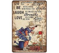 Xiddxu Panneau en métal rétro avec inscription « Do What Makes You Happy Be with Those Gardening » - Affiches fantaisie - Décoration murale d'intérieur - 20,3 x 30,5 cm