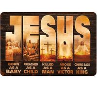 Xiddxu Panneau publicitaire en étain avec inscription « Jesus Born As A Baby Coming Back As A King » - Décoration murale - Convient pour homme, grotte, café, bureau, maison, garage, cuisine