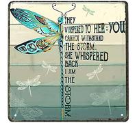 Xiddxu Plaque décorative vintage en métal avec libellule She Whispered Back I Am The Storm - Plaque en métal amusante en aluminium pour maison, café, salle à manger - 30,5 x 30,5 cm