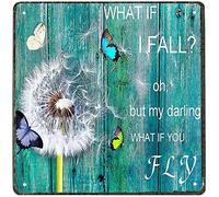 Xiddxu Plaque en étain carrée de style vintage « What If I Fall Oh But My Darling What If You Fly » - Style vintage - Plaque en métal décorative - Décoration murale - Plaque de porte - 30,5 x 30,5 cm