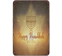 Xiddxu Plaque en métal avec étoile Happy Hanukkah - Peinture en fer - Vintage - Amusante - Pour salon, maison, restaurant, cuisine, célébration de la ferme, de la cour - Décoration murale - 20,3 x