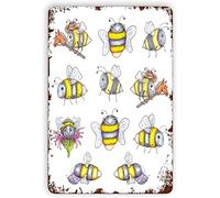 Xiddxu Plaque en métal avec inscription « Busy Bee, Bubble Bee, Bee Knee, Bee Knee, Bee » - 20,3 x 30,5 cm