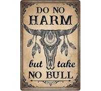 Xiddxu Plaque en métal « Do No Harm But Take No Bull » - Décoration murale pour toilettes et salle de bain - Cadeau idéal pour décoration de maison de campagne - Cadeau idéal pour femme, homme et amis