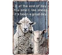 Xiddxu Plaque en métal rétro - Décoration murale amusante - Couple de moutons « If at The End of Day » - Décoration murale vintage pour la maison, la grotte, le bar, le bureau, la cuisine, le salon