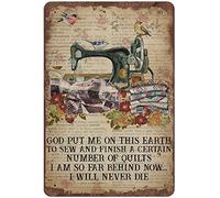 Xiddxu Plaque en métal rétro rustique avec inscription « Quilting God Put Me on This Earth » - Cadeau pour amateur de couture - Décoration murale vintage en aluminium pour maison, café, 20,3 x 30,5 cm