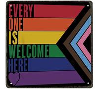 Xiddxu Plaque en métal vintage amusante en étain avec inscription « Everyone is Welcome Here » en aluminium pour décoration murale de maison, café, salle à manger, 30,5 x 30,5 cm