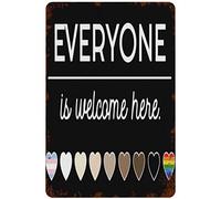 Xiddxu Plaque en métal vintage avec inscription « Everyone is Welcome Here » - 30,5 x 40,6 cm