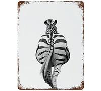 Xiddxu Plaque en métal vintage décorative en métal avec festin d'animal hippopotame pour salle de bain - Noir et blanc - XL - Décoration murale africaine - 14 x 20 cm