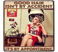 Xiddxu Plaque en métal vintage décorative « Good Hair is not by Accident » - Décoration d'intérieur - Décoration murale pour coiffeur - Plaque en aluminium - 30,5 x 30,5 cm
