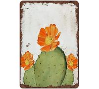 Xiddxu Plaque en métal vintage en forme de cactus de barbarie - Décoration d'intérieur vintage - Décoration murale - Décoration murale pour plantes succulentes - Art botanique du sud-ouest