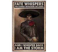 Xiddxu Plaque en métal vintage « Fate Whispers You Can't Take The Storm I Whisper I Am a Storm » - 20,3 x 30,5 cm