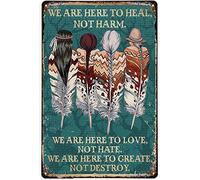 Xiddxu Plaque en métal vintage « We are Here to Native American » - Décoration murale vintage pour maison, café, bar, tavernpubclub, Man Cave - 14 x 20 cm