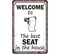 Xiddxu Plaque en métal « Welcome to The Best Seat in The House » - Décoration murale vintage - 20,3 x 30,5 cm