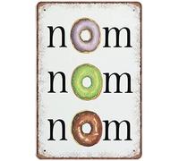 Xiddxu Plaque murale vintage en métal avec nom nom nom donut - Décoration murale amusante pour cuisine, salle de bain, décoration d'intérieur, cadeau - Décoration murale BarTavernPubClub Man Cave - 14