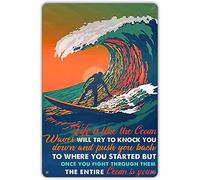 Xiddxu Plaque murale vintage en métal « Life is Like The Ocean Waves » pour homme, grotte, garage, club, café, pub, restaurant, 30,5 x 40,6 cm