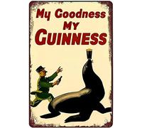 Xiddxu Plaque rétro amusante en métal, plaque en étain, inscription « My Goodness My Guinness », décoration murale d'extérieur 20,3 x 30,5 cm
