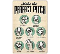 Xiddxu Plaque rétro en métal 30,5 x 40,6 cm « Make The Perfect Pitch » - Cadeau pour les amateurs de baseball - Décoration d'intérieur - Affiche en métal - Peinture murale fantaisie - Artisanat