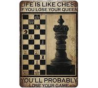 Xiddxu Plaque rétro en métal avec inscription « Life is Like Chess If You Lose Your You Lose The Game » - Décoration murale vintage - 14 x 20 cm