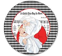 Xiddxu Plaque ronde en métal avec inscription « A Child is Born Santa » - Couronne de Noël pour Noël, Halloween, Thanksgiving, ferme d'automne, maison, cuisine, bar, café - 30,5 x 30,5 cm