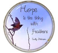 Xiddxu Plaque ronde en métal de style vintage avec inscription « Hope is The Thing with Feathers » - Décoration murale de style rétro pour femme, homme, fille, amoureuse, anniversaire, pendaison de