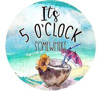 Xiddxu Plaque ronde en métal - Décoration murale rustique avec inscription « It's 5 O'Clock Somewhere » - Pour la maison, le jardin, la cuisine, le bar, le café, le restaurant, le garage - Décoration