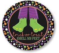 Xiddxu Plaque ronde en métal rustique pour décoration murale Trick or Treat Smell My Feet pour maison, jardin, cuisine, bar, café, restaurant, garage - Art mural rétro vintage - 30,5 x 30,5 cm