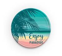 Xiddxu Plaque ronde vintage en étain avec inscription « Enjoy Paradise Beach Palm » - Décoration murale amusante pour maison, café, bureau, magasin, pubs, club - 30,5 x 30,5 cm - Cadeau