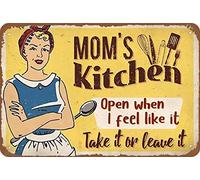 Xiddxu Plaque vintage en étain « Moms Kitchen Open When I Feel Like it take it or Leave it it » - Décoration de chambre d'enfant - Cadeau d'anniversaire - 30,5 x 40,6 cm