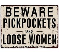 Xiddxu Plaque vintage en métal avec inscription « Beware of Pickpockets and Loose Women » - Décoration murale de cuisine pour la maison, les cafés - 15,2 x 20,3 cm