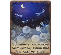 Xiddxu Plaque vintage en métal « Sometimes I Just Look Up Smile and Say I Know That was You » - Décoration murale de cuisine pour la maison, les cafés - 20,3 x 30,5 cm