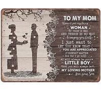 Xiddxu Poster en métal « Mom and Son » en étain avec inscription « To My Mom I Know Its Not Easy Mother's Day » - Cadeau d'anniversaire de la part de son fils - Décoration murale BarTavernPubClub Man