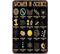 Xiddxu Poster féministe « Women in Science » - Décoration murale rustique en métal - Plaque murale vintage en métal - Décoration murale rétro en métal - Décoration d'intérieur, garage, cuisine, bar