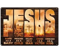 Xiddxu Poster Jésus « Jesus Born As A Baby Coming Back As A King » - Décoration murale amusante et tendance pour garage - Décoration d'intérieur pour bars et restaurants - 14 x 20 cm