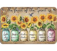Xiddxu Poster mural vintage en métal Jésus The Fruit of The Spirit is Love Joy Peace - Décoration murale pour la maison, les cafés, les pubs, les clubs - Plaque cadeau en métal - Décoration