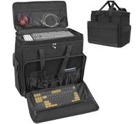 XIDIHF Tour d'ordinateur de bureau double couche, sac de rangement de voyage pour châssis d'ordinateur, clavier, souris, câbles et accessoires, sac uniquement, noir