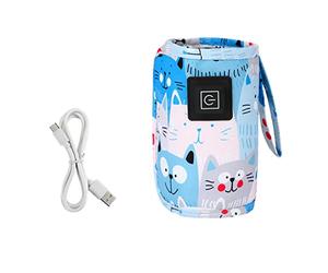 XIDIT Chauffe- portable USB pour poussette de voyage, sac isotherme, chauffage d'allaitement pour en plein air, bleu