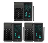 XIDIT Lot de 3 calculatrices de 15,2 cm LCD Tablette d'écriture numérique avec stylet et bouton de verrouillage Noir