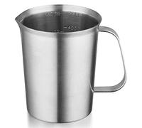 XIDIT Verre doseur en acier inoxydable avec poignée et bec verseur, pichet en métal avec marquage ml, 500 ml