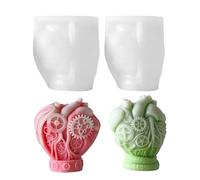 Xidmold Lot de 2 moules 3D anatomiques en silicone en forme de cœur pour bougies en cire de soja, plâtre, résine époxy, béton, artisanat (A)