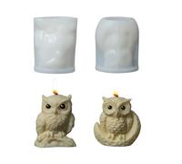 Xidmold Lot de 2 moules à bougie 3D en silicone en forme de chouette - Moules en silicone pour cire de bougie, savon et fondant - Décoration hibou pour l'automne, Halloween et bricolage (A)