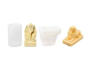 Xidmold Lot de 2 moules en silicone Cléopâtre égyptien Sphinx Moule à savon Moule à gâteau Moule en silicone pour décoration de gâteau, chocolat, savon, bougies de cire de soja, statue,