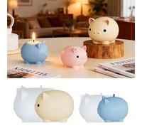 Xidmold Lot de 2 moules en silicone en forme de cochon, pour bougies en forme de cochon, animaux 3D, pour mouler des bougeoirs, du savon, de la décoration de la maison, des ornements de bureau