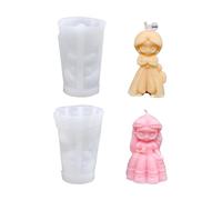 Xidmold Lot de 2 moules en silicone Princesses 3D - Moule à bougie fille pour chocolat, cire, plâtre, résine d'art, sculpture, décoration d'intérieur, bricolage - Moule artisanal réutilisable (A)