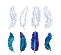 Xidmold Lot de 4 moules en résine en forme de plumes, moule en silicone pour décoration d'intérieur