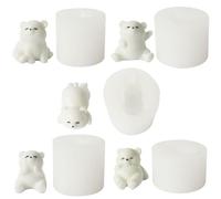 Xidmold Lot de 5 moules en silicone 3D en forme d'ours polaire pour décoration de gâteau, dessert, résine époxy, bougie en cire de soja, savon, plâtre, argile polymère, loisirs créatifs